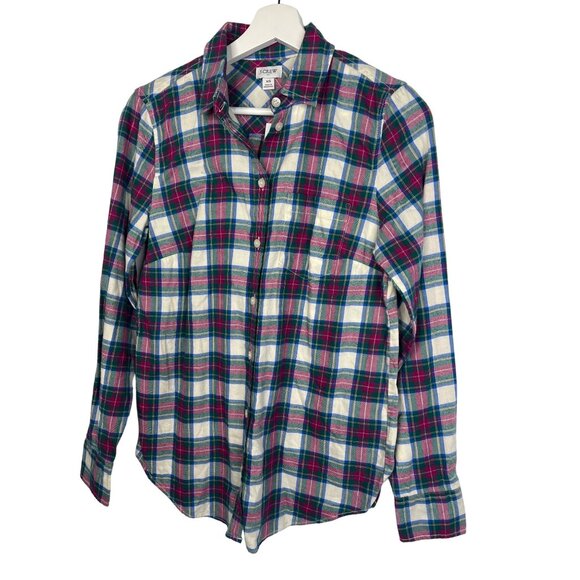 J Crew Top Womens XS Long Sleeve Button Down Shirt Plaid Pink Fall Casual Work - Picture 4 of 15
